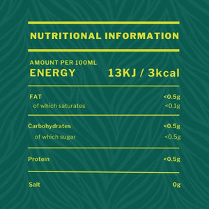 Nutritional information label for Big Drop Paradisa Alcohol-Free Citra IPA