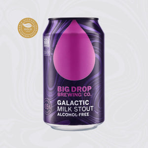 Alcohol-free Galactic Milk Stout can from Big Drop. 2023 Alcohol-Free Awards Gold Winner